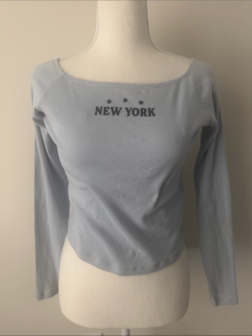 Hollister Long Sleeve Ballet Neck Graphic New York Top Size Small